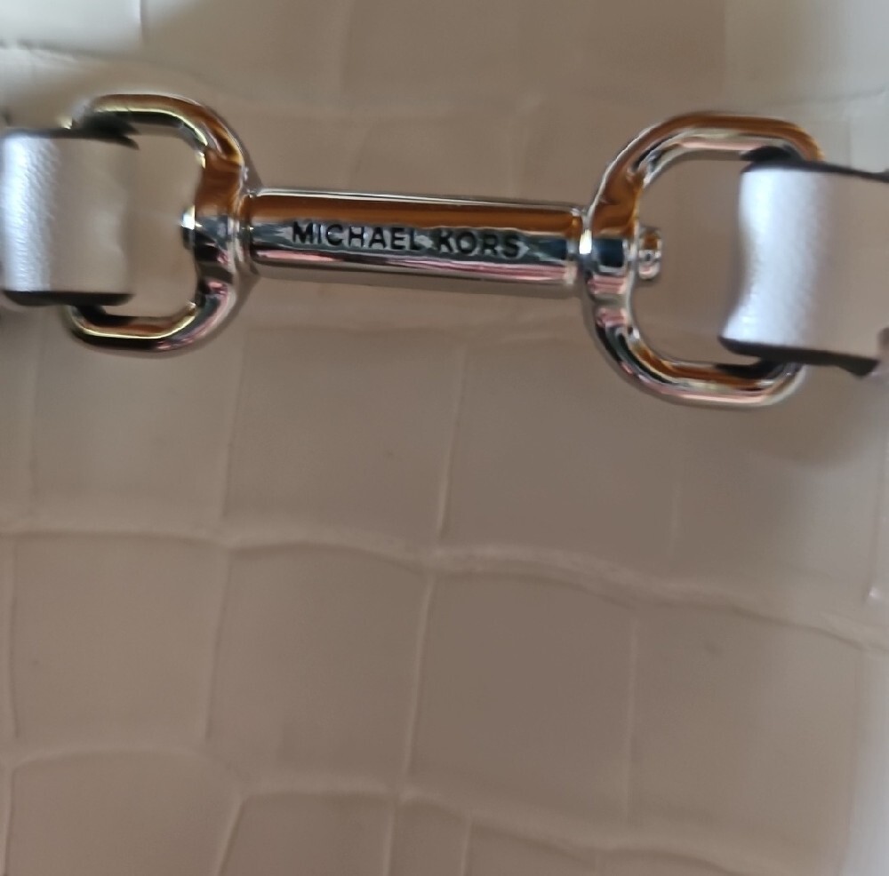 MICHAEL KORS White Croc-Embossed Small Satchel Handbag - Picture 2 of 14